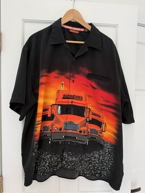 SCHNEIDER National Trucking Company Short Sleeve button down 3XL